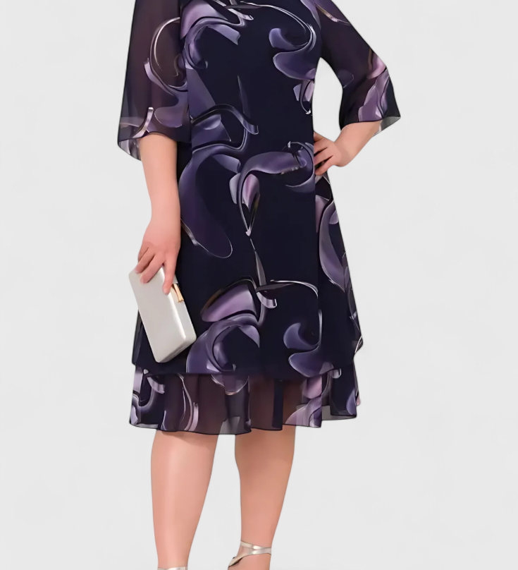 Shriley Vestido de Gasa con Estampado Midnight Swirl y Silueta Fluida