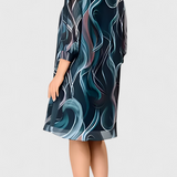 Almira Vestido de Gasa con Estampado Ocean Whirl y Corte Fluido