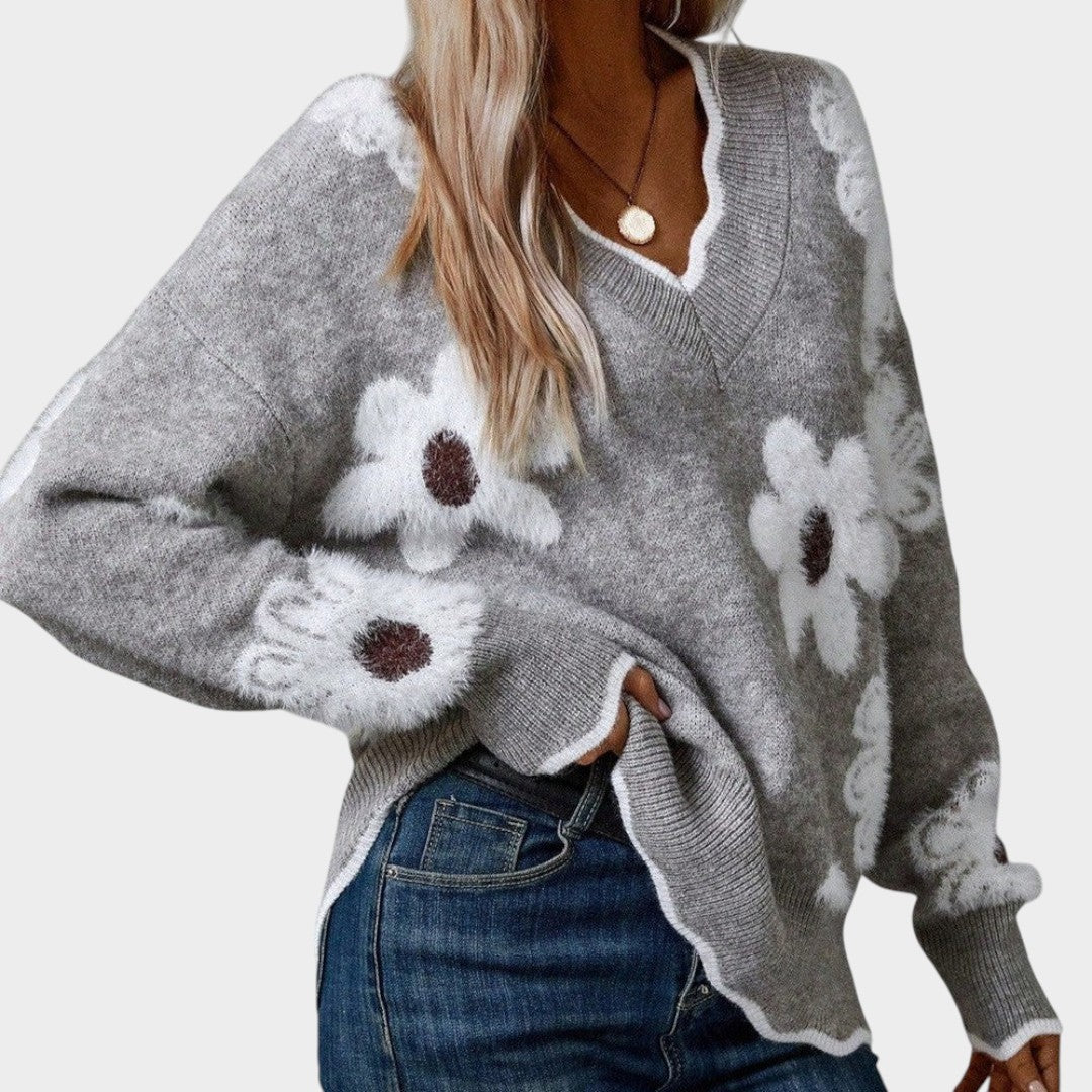 Thea™ | Jersey de mujer con flores blancas