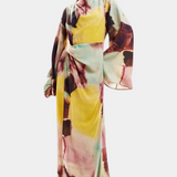 Dana Vestido Maxi con Estampado de Acuarela y Frontal Torcido