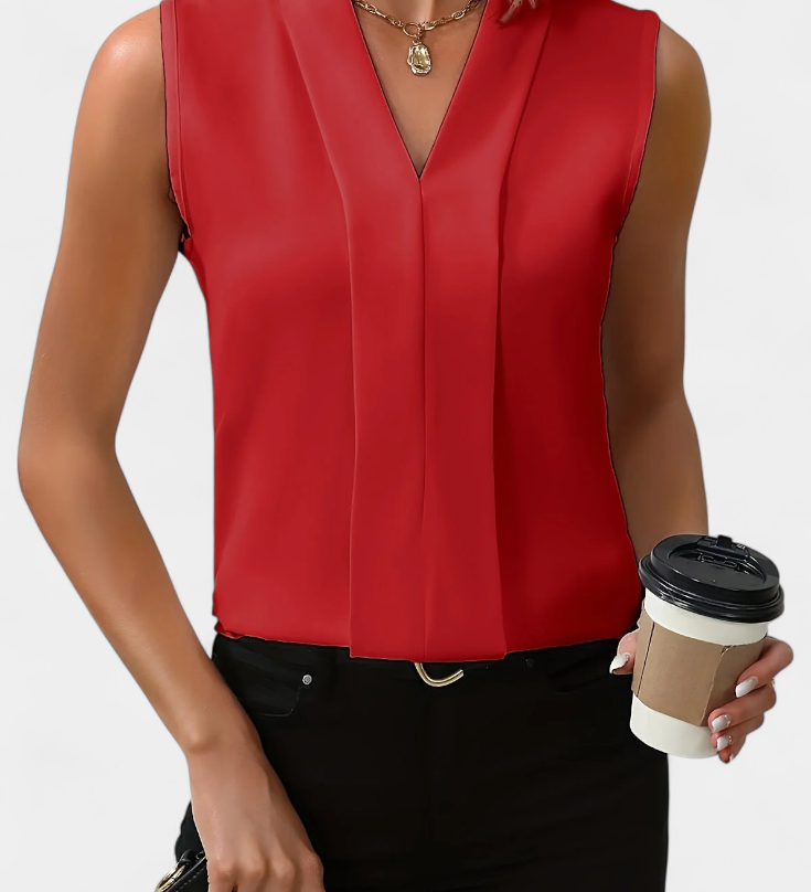Nele | Blusa Sin Mangas con Escote en V y Corte Fluido