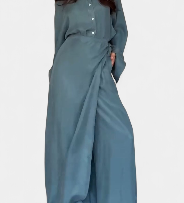 Marisol Conjunto Casual de Camisa Suelta y Pantalón Falda
