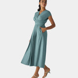 LYNN - Elegante Vestido Cruzado con Cintura Alta