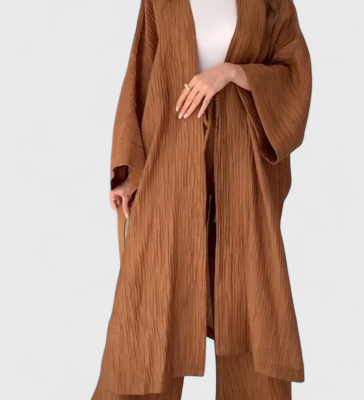 Caspian Conjunto Relajado de Dos Piezas con Kimono Largo