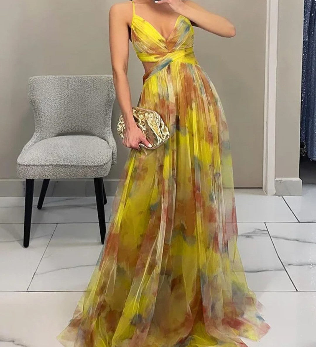 Giselle – Encantador vestido maxi con estampado floral