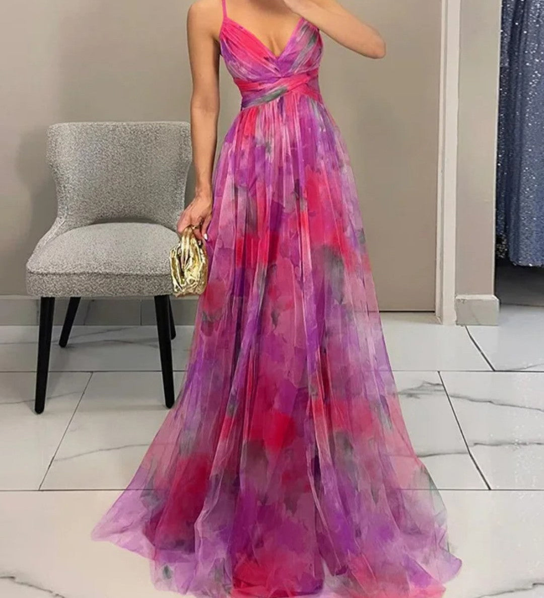 Giselle – Encantador vestido maxi con estampado floral