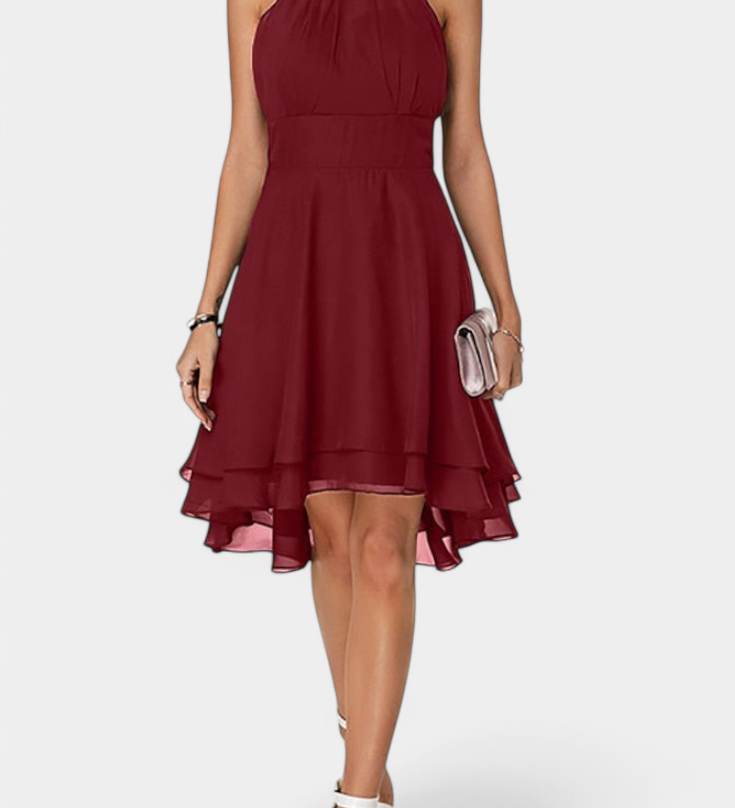 Anouk Vestido de Gasa con Volantes y Silueta Entallada