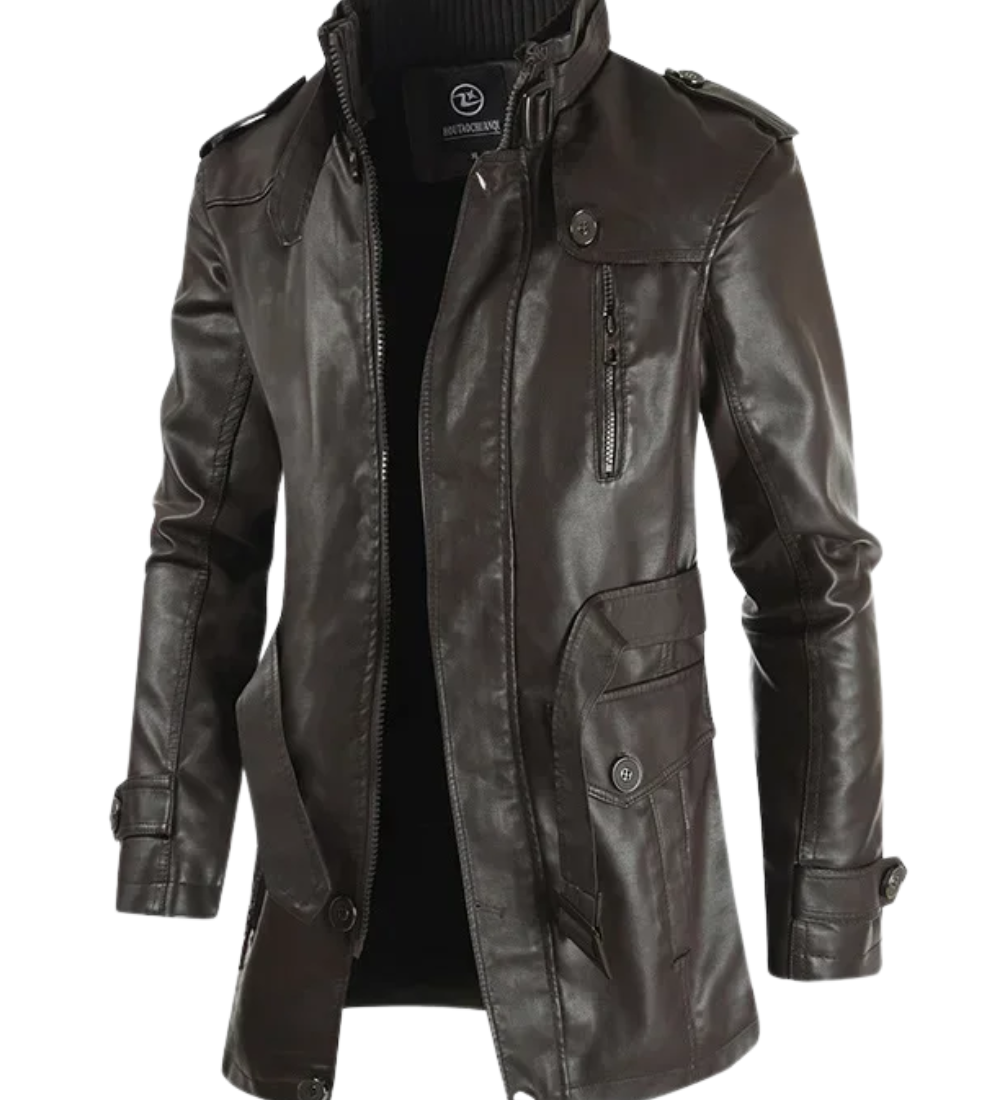 Daniel™ | Chaqueta de cuero larga y elegante para motorista