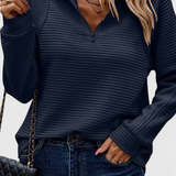 Helene | Jersey de Cuello en V con Cremallera y Manga Larga