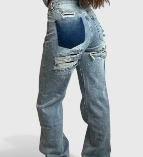 Roxy Jeans Vintage Desgastados de Cintura Alta