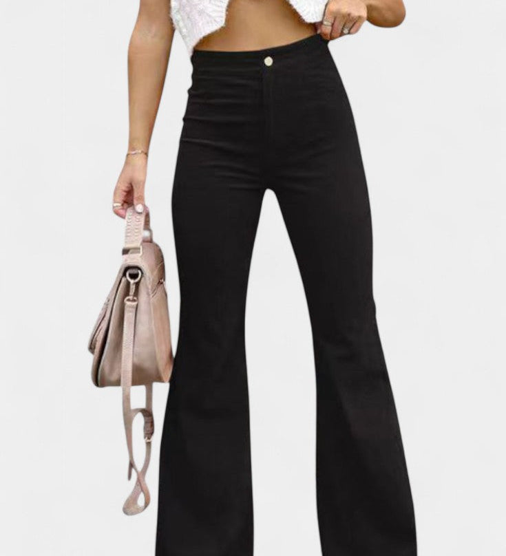 Kiara Pantalones de Terciopelo de Pierna Ancha de Cintura Alta