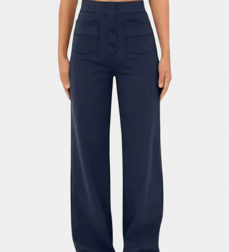 Nova Pantalones Rectos de Cintura Alta y Elasticidad