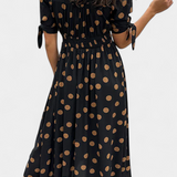 Lizzie Vestido Midi de Lunares con Escote en V Profundo