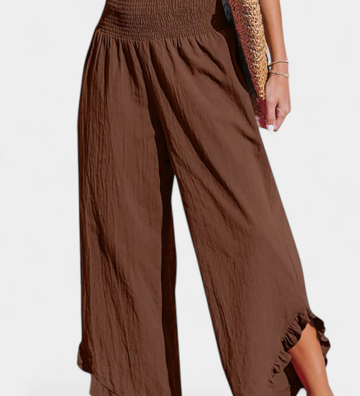 Justina Pantalón Palazzo con Volantes y Talle Alto