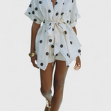 Avila Conjunto de Kimono con Nudo y Shorts con Lunares