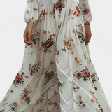 Amanda Vestido Maxi Floral con Cuello en V y Mangas Largas