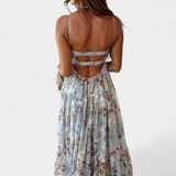 Neha Vestido Floral con Espalda Abierta y Tirantes Finos