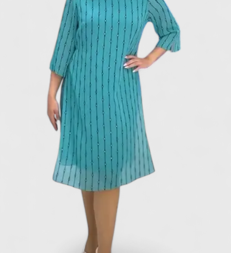 Polly Vestido Elegante de Gasa con Corte Clásico y Caída Fluida