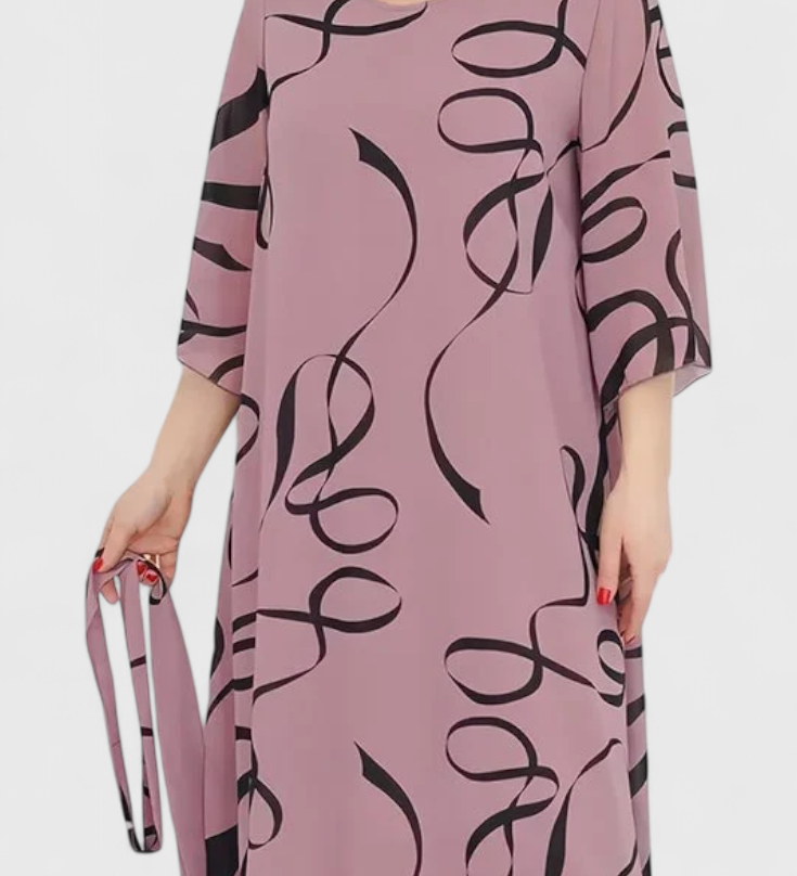 Amelie Vestido Midi Estampado con Cinturón y Corte Versátil