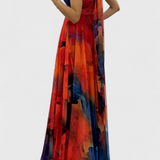 Caprice Vestido Maxi de Gasa con Estampado Floral y Cuello Halter