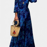 Davina Vestido Largo Off-Shoulder con Estampado Floral Romántico