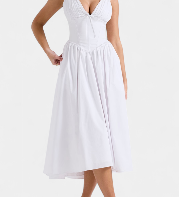 Margie Vestido Midi de Escote en V y Estampado Floral Romántico