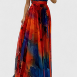 Caprice Vestido Maxi de Gasa con Estampado Floral y Cuello Halter