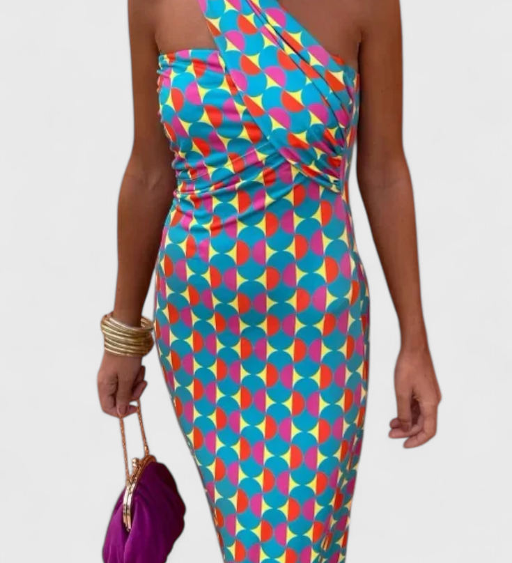 Julissa Vestido Maxi de Noche con Hombros Inclinados