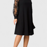 Bellezza Vestido de Encaje con Mangas Largas y Escote Redondo