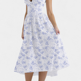 Margie Vestido Midi de Escote en V y Estampado Floral Romántico