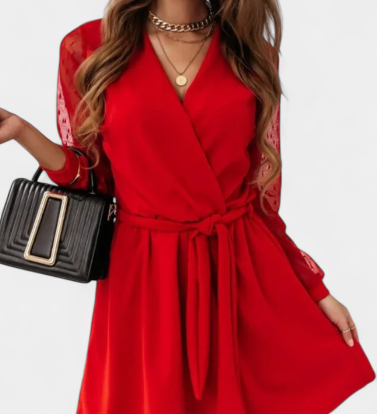 Calandra Vestido Mini Elegante con Escote Sofisticado y Silueta Favorecedora