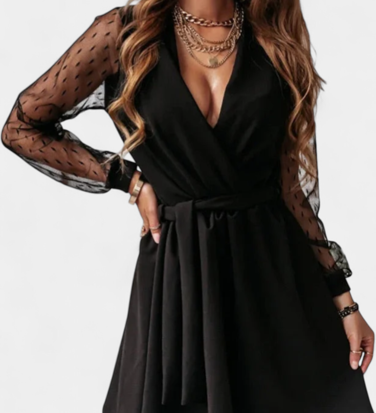 Calandra Vestido Mini Elegante con Escote Sofisticado y Silueta Favorecedora