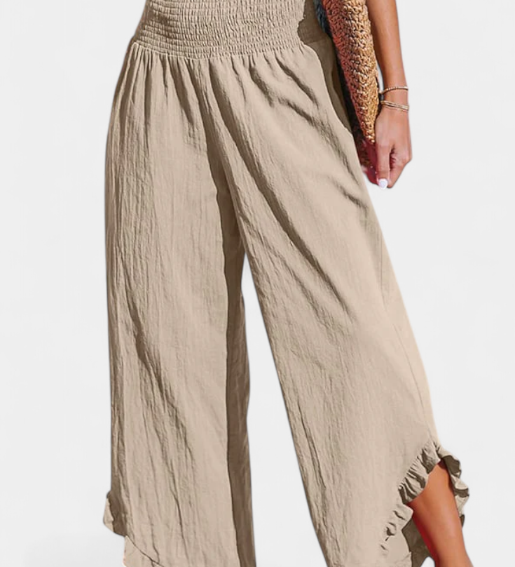 Justina Pantalón Palazzo con Volantes y Talle Alto