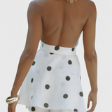 Eshra Conjunto de Top Halter y Shorts con Lunares