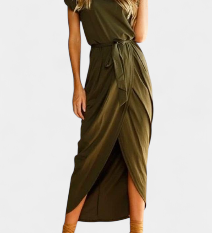Clarissa Vestido Midi Envolvente con Abertura Lateral